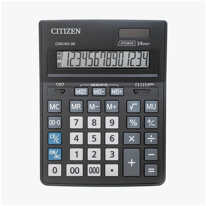 Калькулятор 14-разрядный  двойное питание CDB1401BK Eleven Citizen - фото 2769089