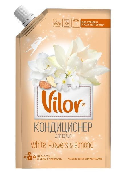 Кондиционер для белья Vilor Белые цветы и миндаль 1 л дой пак - фото 2773063