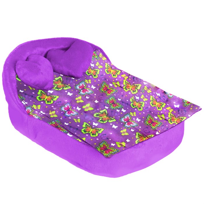 Мебель мягкая Кровать,2 подушки,одеяло с фиолетовым плюшем НМ-003/4-34 - фото 2773710