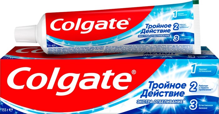 Зубная паста Colgate 100 мл Тройное действие Экстра отбеливание - фото 2775087