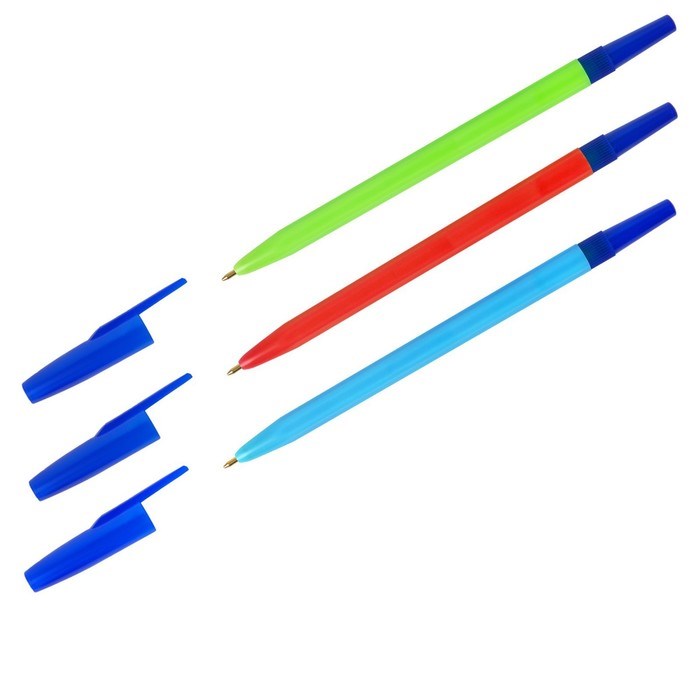Ручка шариковая 0,7мм СТАММ "049" синяя неоновый микс 30352 - фото 2775905