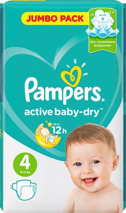Подгузники Pampers №4 active baby-dry 9-14 кг 1 шт - фото 2780333