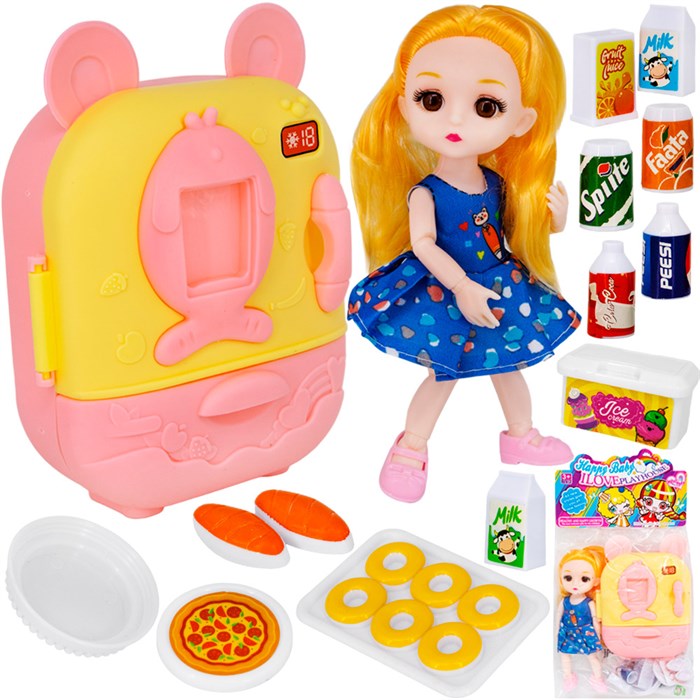Кукла малышка 600-64 с холодильником и набором продуктов в пакете - фото 2784619