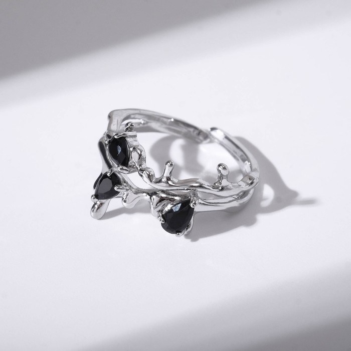 Кольцо Чары цвет черный в серебре безразмерное - фото 2785056