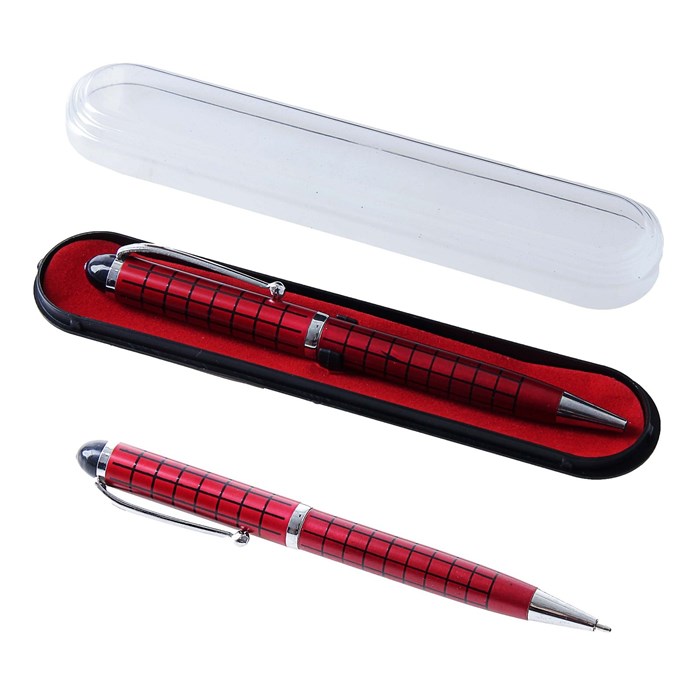 Ручка подарочная, шариковая, поворотная, в пластиковом футляре бордовая 10884 - фото 2785288