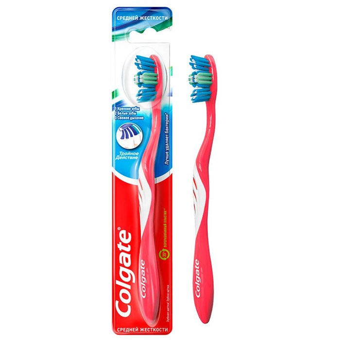 Зубная щетка Colgate Тройное действие средней жесткости - фото 2789246