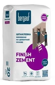 Шпатлевка финиш Bergauf finish zement 20 кг - фото 3079855