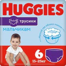 Подгузники Huggies №6 трусики мальчикам 15-25 кг 1 шт - фото 3561064