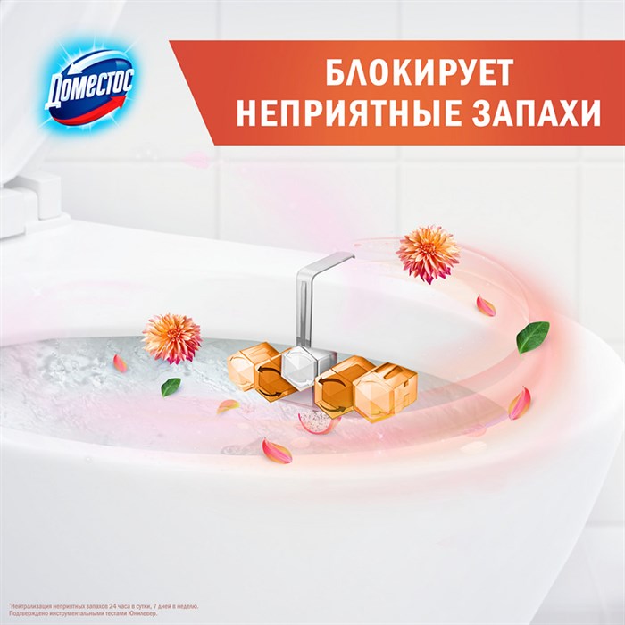 Подвесной гигиенический блок для унитаза Domestos Георгин и драгонфрут 1 шт - фото 3636766