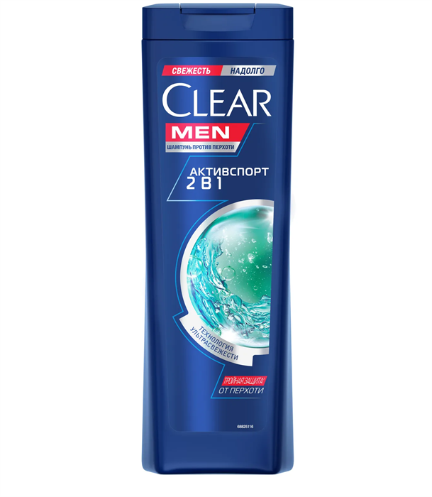 Шампунь для волос мужской Clear Активспорт 2в1 400 мл 1346050 - фото 3842667