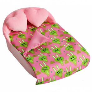 Кровать для кукол мягкая Кролики розовые 29*20*11,5 см НМ-003/4-31