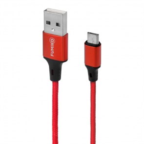 Кабель 2,4A Micro USB 1м CА08 текстильная оплетка FCA08-01 FUMIKO красный
