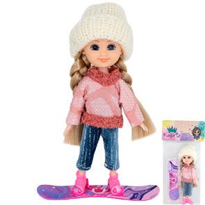 Кукла малышка 17 см со сноубордом в пак 891080