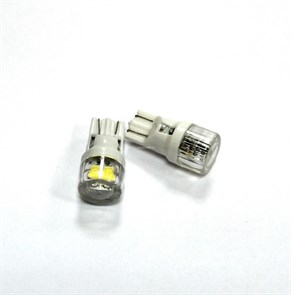 Лампа авто диод  W5W T10 (W2,1x9,5d) 12V COB-1-L, white, линза