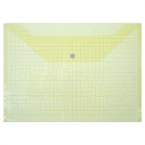 Папка-конверт на кнопке, А4, Calligrata "Клетка", прозрачный, жёлтый