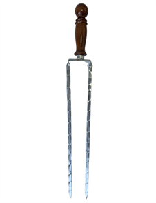 Шампур металлический вилка с деревянной ручкой 60 см