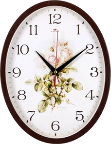Часы настенные овал 22,5*29 см Ретро цветы 2720-111