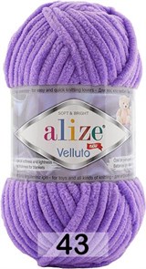 Пряжа ALIZE Velluto 100гр 68 м	 43 Сирень