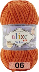 Пряжа ALIZE Velluto 100гр 68 м	 06 Оранжевый