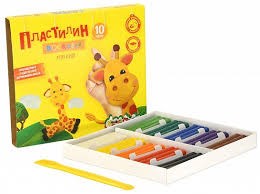 Пластилин восковой 10 цветов со стеком Каляка-Маляка