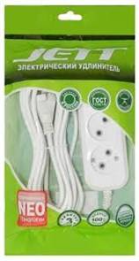 Удлинитель 5м 3 роз 10А б/заземл РС-3-10-5м JETT