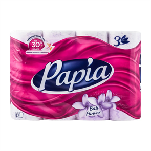 Бумага туалетная Papia 3 слоя 12 рулонов
