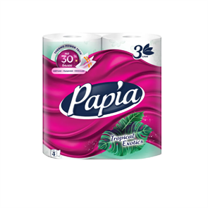 Бумага туалетная Papia Tropical Exotics 3 слоя 4 рулонов