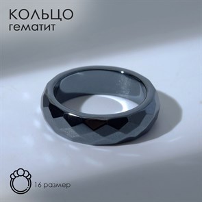 Кольцо Кольцо граненое Ночь цвет черный размер 16