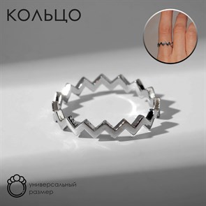 Кольцо Зигзаг тренд цвет серебро безразмерное