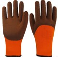 Перчатки облитые утепленные оранжевые с коричн #300 - фото 2775437