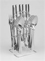 Набор столовых приборов 24 пр на метал. подставке T88WS-24-ST-Silver - фото 3140501