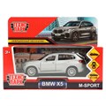 Модель X5-12-SR BMW X5 M-SPORT 12 см, двери, багаж, инерц, серебристый Технопарк  в коробке - фото 3211937